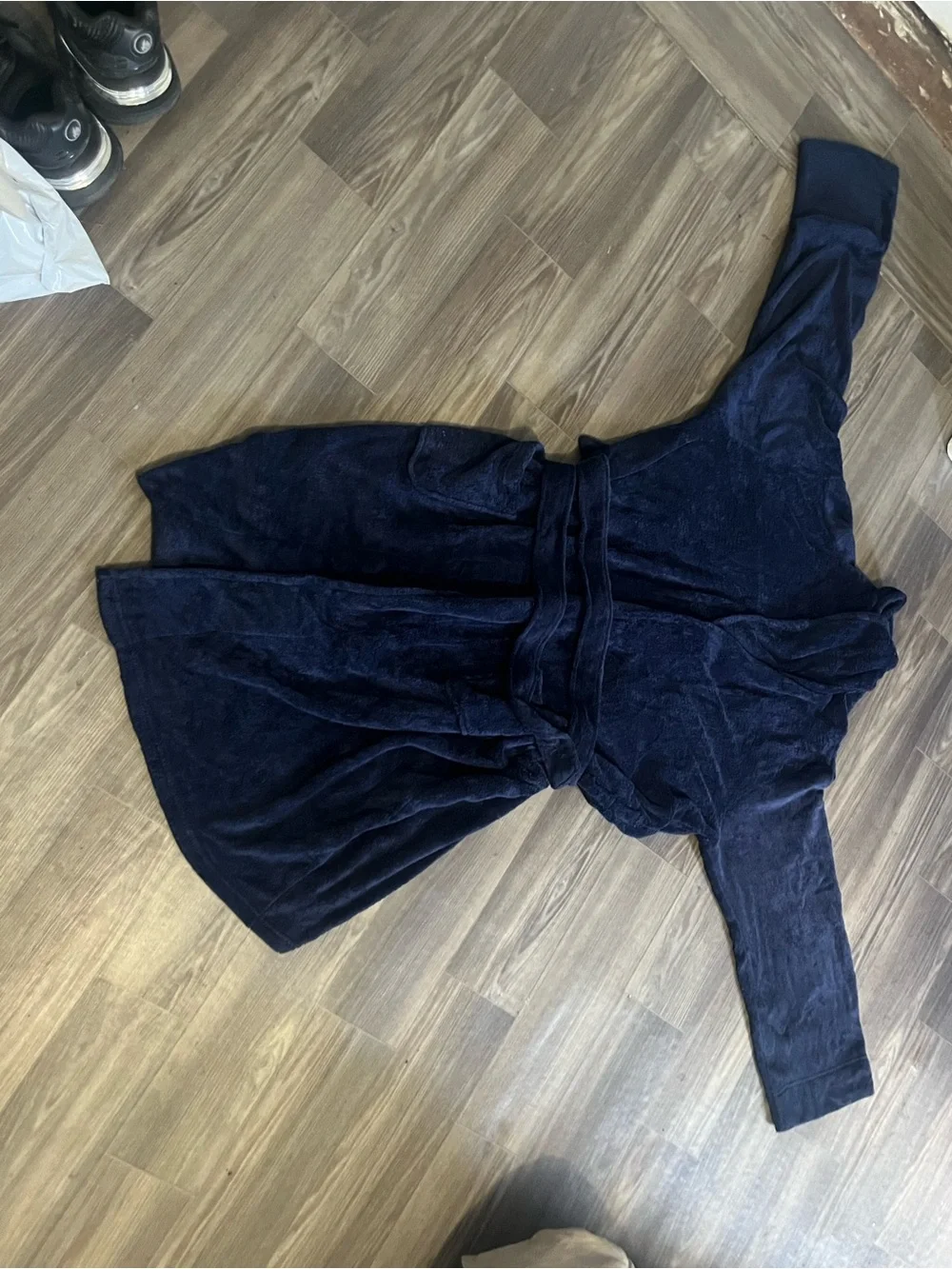 Men's Navy Plush Bathrobe with Belt